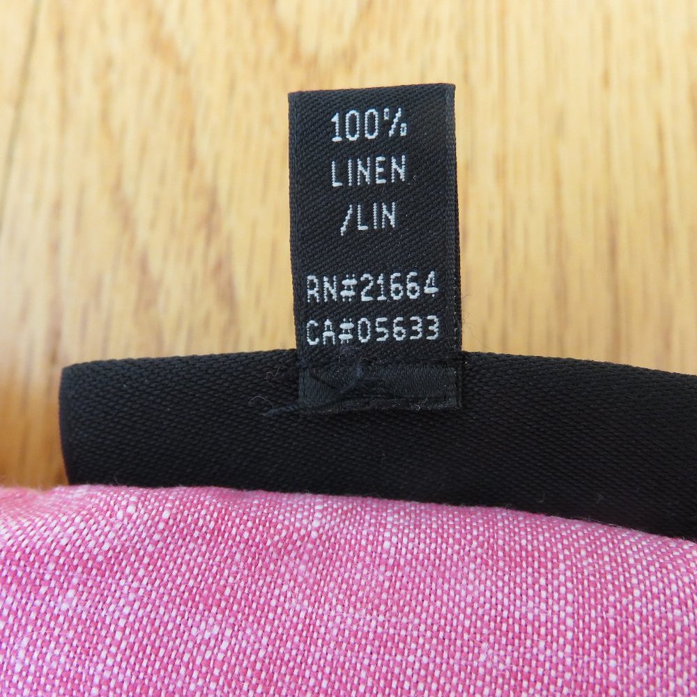 CLEARANCE Foxcroft Raspberry colored 100% Linen Y neck button down shirt size 8 - Picture 4 of 7